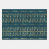 ボヘミアンピーコックゴールドフォイルのテクスチャ付き背景 ラッピングペーパーシート (正面2)