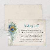 ボヘミアンピーコックフェアテール ティール ウィッシングウェル ウェディング エンクロージャーカード (正面/裏面)