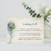 ボヘミアンピーコックフェアテール ティール ウィッシングウェル ウェディング エンクロージャーカード (スタンド正面)