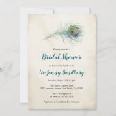 ボヘミアンピーコックフェザーティール ブライダルシャワー 招待状 (正面)