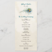 ボヘミアンピーコックフェザーティール（緑がかった色）結婚ズラックカード プログラム (裏面)