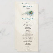 ボヘミアンピーコックフェザーティール（緑がかった色）結婚ズラックカード プログラム (正面/裏面)