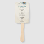 ボヘミアンピーコックフェザーティール（緑がかった色）結婚式 プログラム ハンドファン (正面)