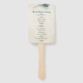 ボヘミアンピーコックフェザーティール（緑がかった色）結婚式 プログラム ハンドファン (裏面)