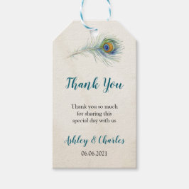 ボヘミアンピーコックフェザーブンテージウェディングサンキューサンキュー ギフトタグ
