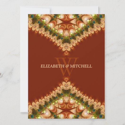 ボヘミアンピーコックレース結婚式招待状 招待状 (正面)