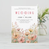 ボヘミアンピーチワイルドフラワー結婚ズ 招待状 (スタンド正面)