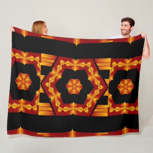 ボヘミアンファイアフラワーズ90 フリースブランケット (インサイチュ)