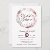 ボヘミアンフィー バーズ フラワーズ リース カップルシャワー 招待状 (正面)