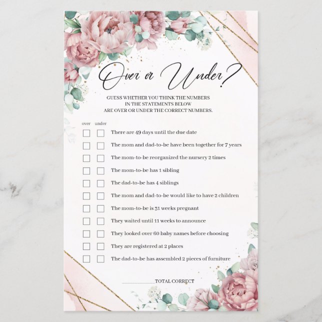 ボヘミアンフェイクの花の金ゴールドオーバーまたは下ベビーゲーム (正面)