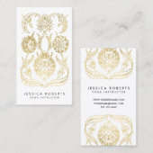 ボヘミアンフェイクゴールドフォイルモダントレンディーフローラ 名刺 (正面/裏面)