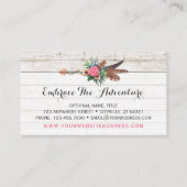 ボヘミアンフェザーアロー&バラ素朴オンホワイトウッド 名刺 (裏面)