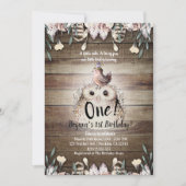 ボヘミアンフェザーフレンズフクロウ&バードベビー1st One 招待状 (正面)