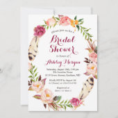 ボヘミアンフェザーボホフローラリースブライダルシャワー 招待状 (正面)