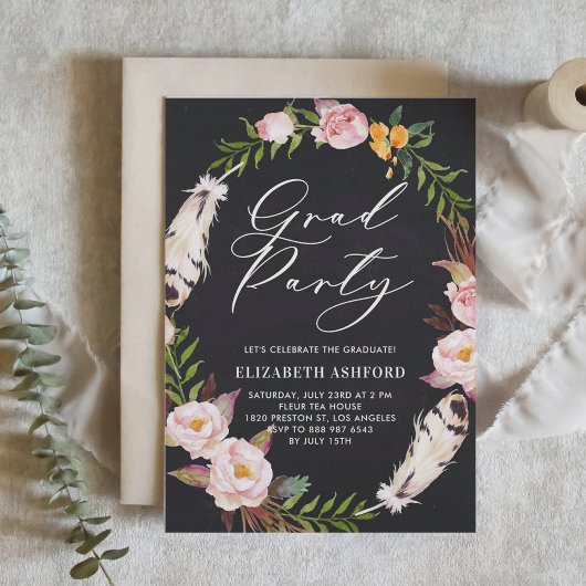 ボヘミアンフェザー&フローラリース卒業パーティー 招待状