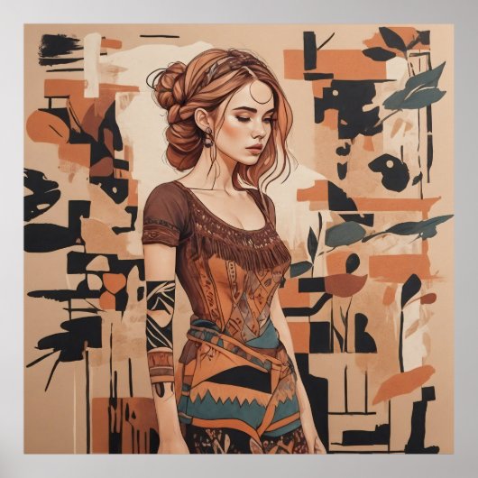 ボヘミアンフェミニンイラストレーション ポスター (正面)