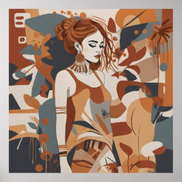 ボヘミアンフェミニンイラストレーション- ポスター