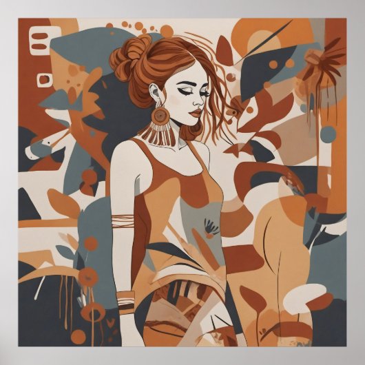 ボヘミアンフェミニンイラストレーション- ポスター (正面)