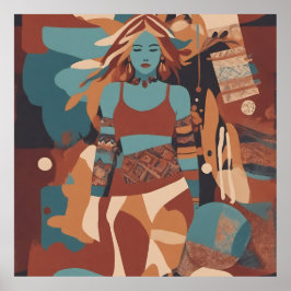 ボヘミアンフェミニンイラストレーション ポスター