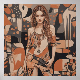 ボヘミアンフェミニンイラストレーション ポスター