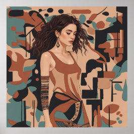 ボヘミアンフェミニンイラストレーション ポスター