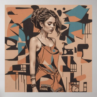 ボヘミアンフェミニンイラストレーション ポスター