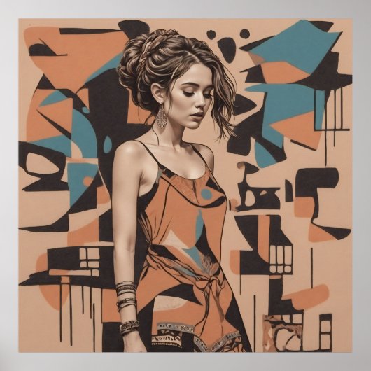 ボヘミアンフェミニンイラストレーション ポスター (正面)