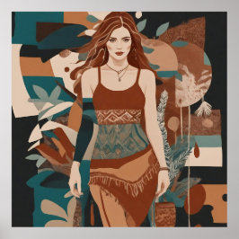 ボヘミアンフェミニンイラストレーション ポスター