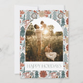ボヘミアンフォークアーチフォトホリデーカード 招待状 (正面)