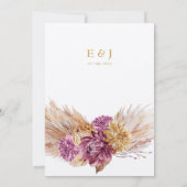 ボヘミアンフォール バーガンディ フラワー ウェディング招待状 招待状 (裏面)