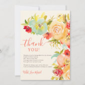 ボヘミアンフォール 上品な花の水彩画 ブライダルシャワー サンキューカード (正面)