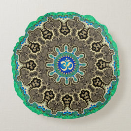 ボヘミアンフラクタルスピリチュアルオウムヨガラウンドクッション ラウンドクッション