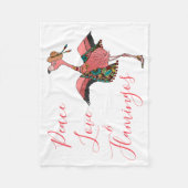 ボヘミアンフラミンゴ:ピースラブ&フラミンゴ フリースブランケット (正面)