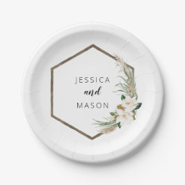 ボヘミアンフラワーのウェディングシャワーペーパープレート ペーパープレート