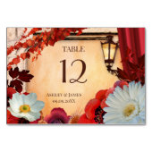 ボヘミアンフラワーのクラシックオータムテーブルナンバーカード テーブルナンバー (正面)