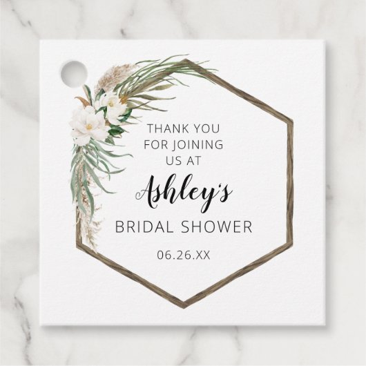 ボヘミアンフラワーのブライダルシャワープレゼントタグ フェイバータグ (正面)