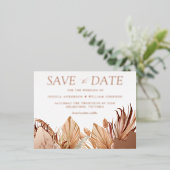 ボヘミアンフラワーウェディング セーブザデート ローズゴールド 箔招待状ポストカード (立ち正面)