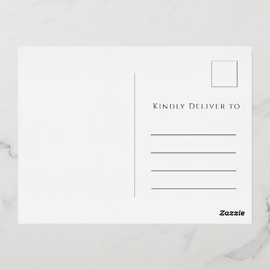 ボヘミアンフラワーウェディング セーブザデート ローズゴールド 箔招待状ポストカード (裏面)