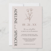 ボヘミアンフラワースケッチモダンウェディングフォト 招待状 (正面)