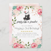 ボヘミアンフラワーズパーティーライクアパンダバースデー 招待状 (正面/裏面)