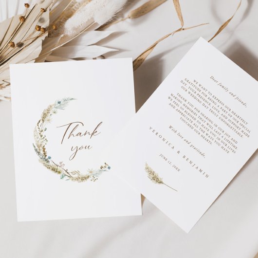 ボヘミアンフラワーズ&パンパスグラスサンキューカード サンキューカード