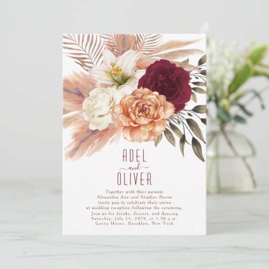 ボヘミアンフラワーテラコッタウェディングレセプション 招待状 (スタンド正面)