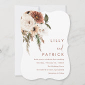 ボヘミアンフラワーテラコッタトレンドのウェディング 招待状 (正面)