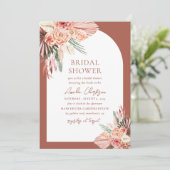 ボヘミアンフラワーテラコッタ＆アイボリーの結婚前お祝いパーティー 招待状 (スタンド正面)