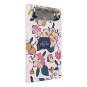 ボヘミアンフラワーネイビー名前モノグラム ミニクリップボード (アングル)