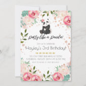 ボヘミアンフラワーパーティーライクアパンダバースデー 招待状 (正面)