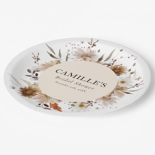 ボヘミアンフラワーブライダルシャワーペーパープレート ペーパープレート (アングル)