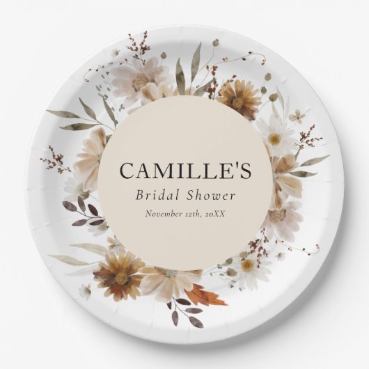 ボヘミアンフラワーブライダルシャワーペーパープレート ペーパープレート (正面)