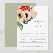 ボヘミアンフラワーブーケ結婚式招待状 案内状 (正面/裏面)