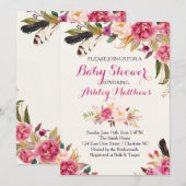 ボヘミアンフラワーベビーシャワー招待状 招待状 (正面/裏面)